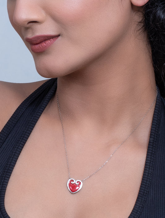 Silver Red Heart Pendant