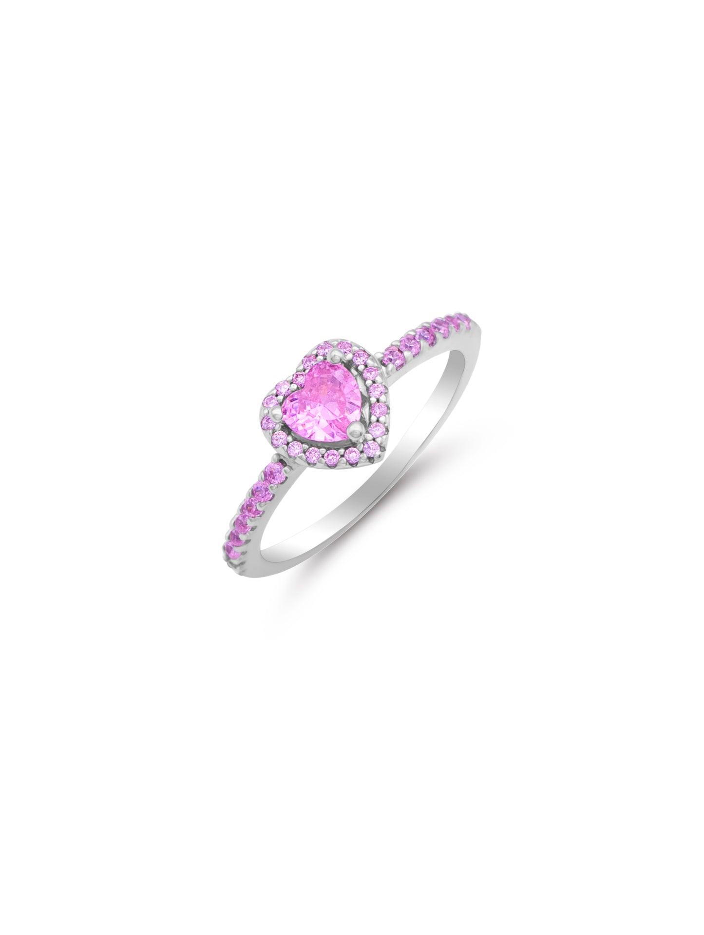 925 Silver Pink Heart Ring