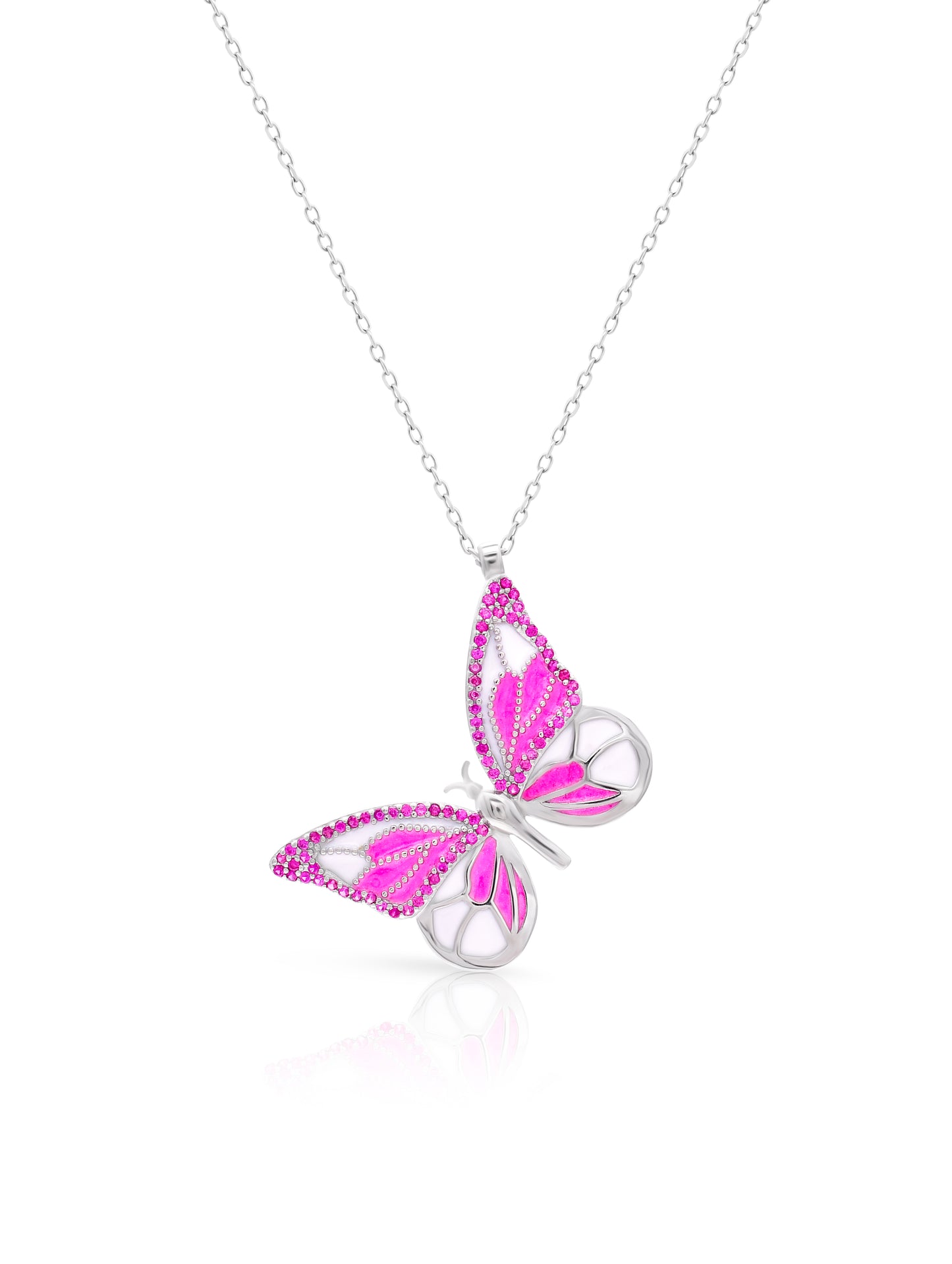 925 Silver Pink Butterfly Pendant