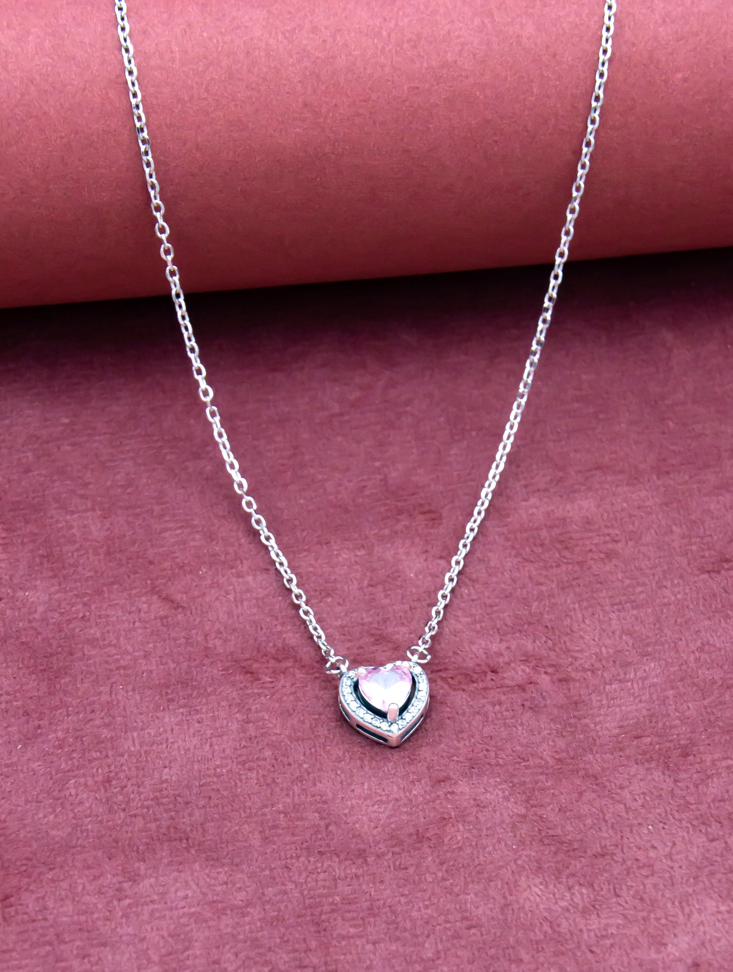 Silver Solitaire Heart Shaped Pendant