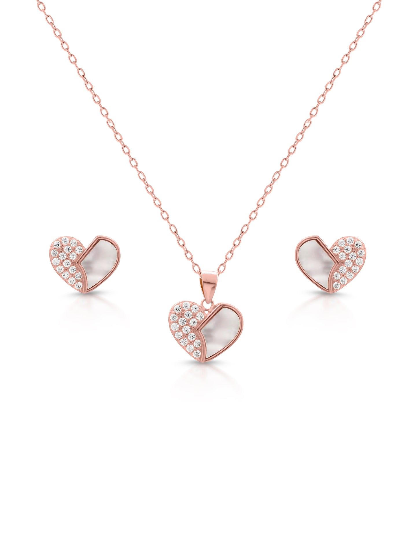 925 Silver Heart Pendant Set