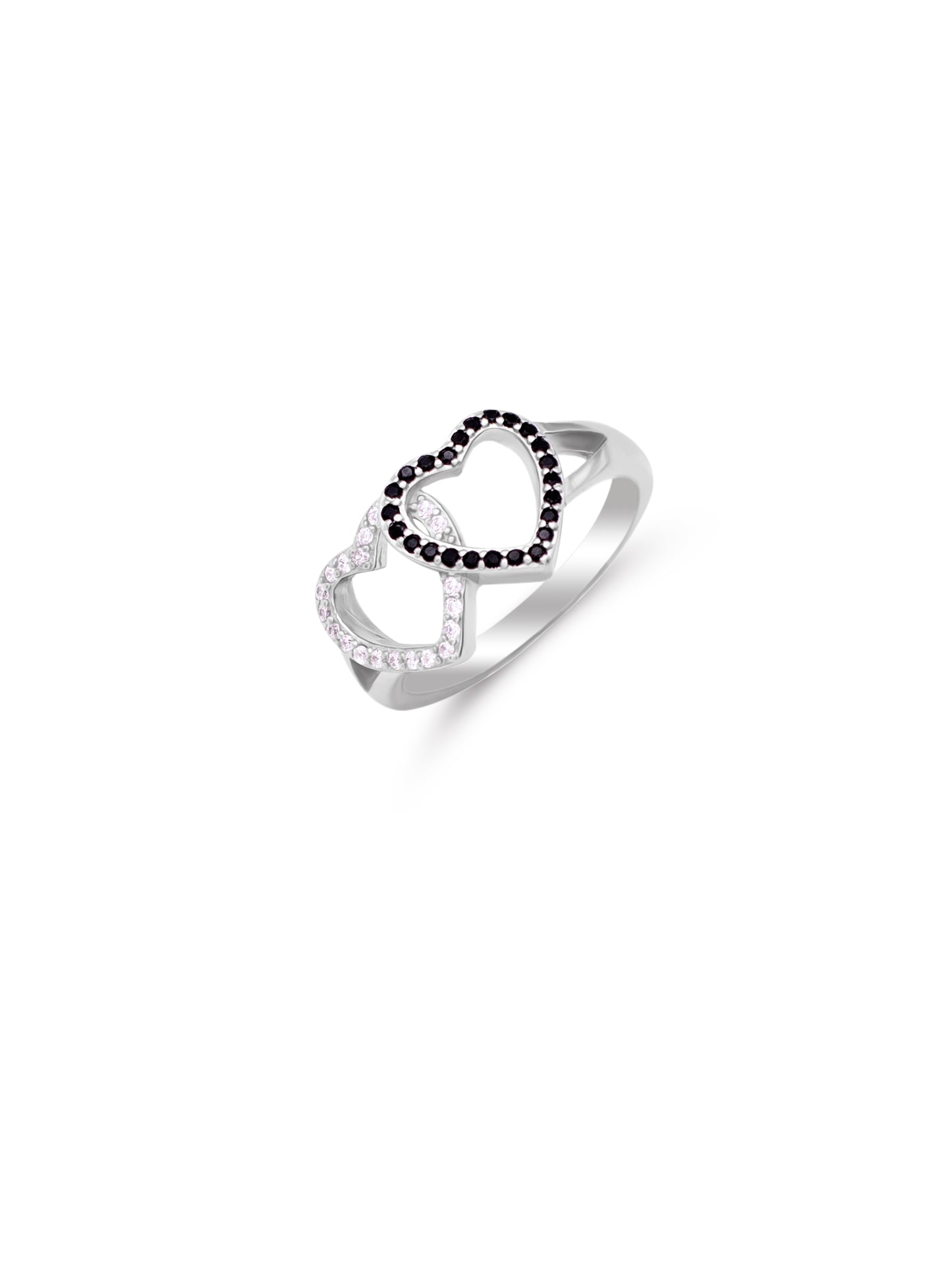 925 Silver Double Heart Ring