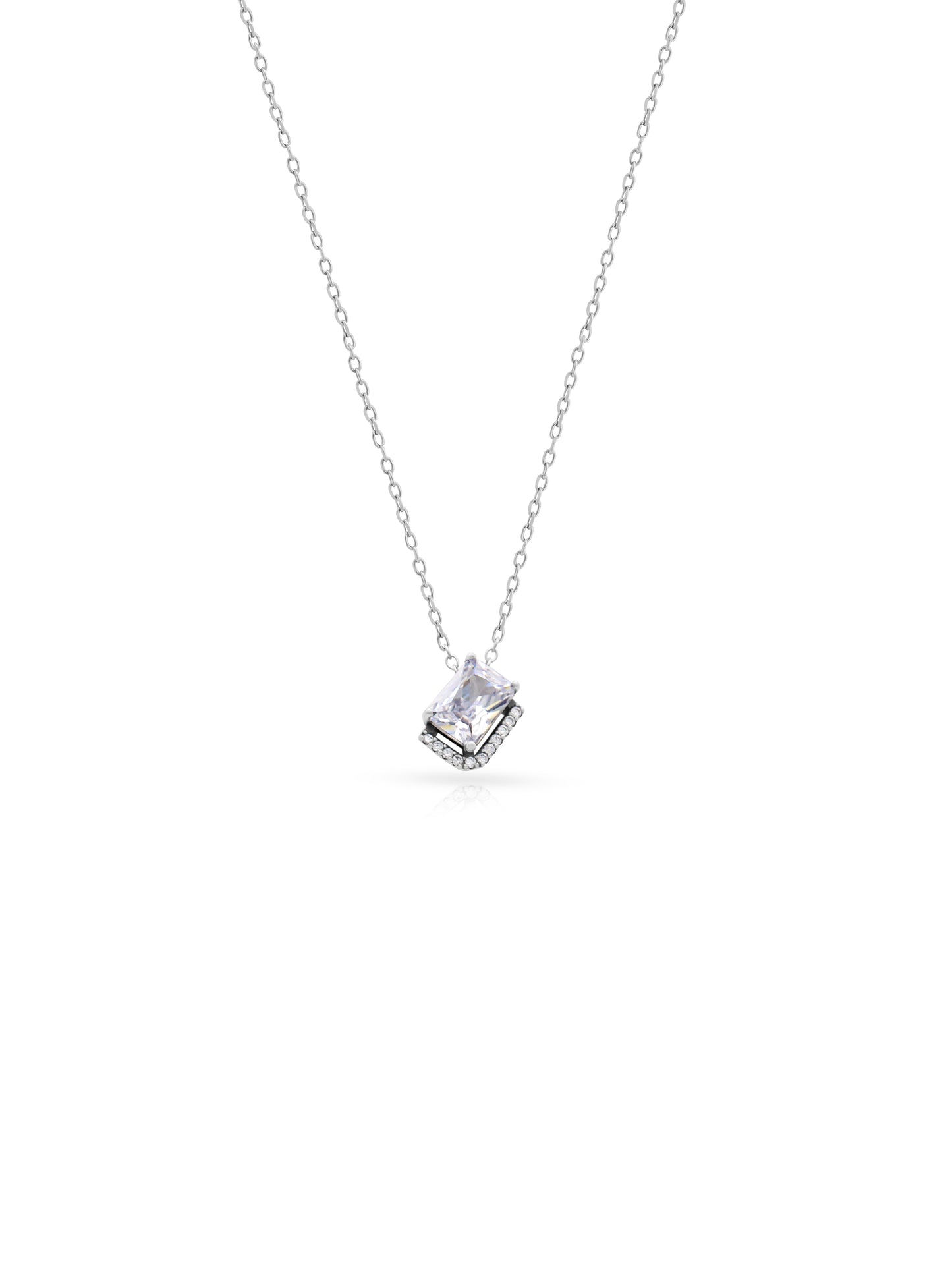 Silver White solitaire Pendant