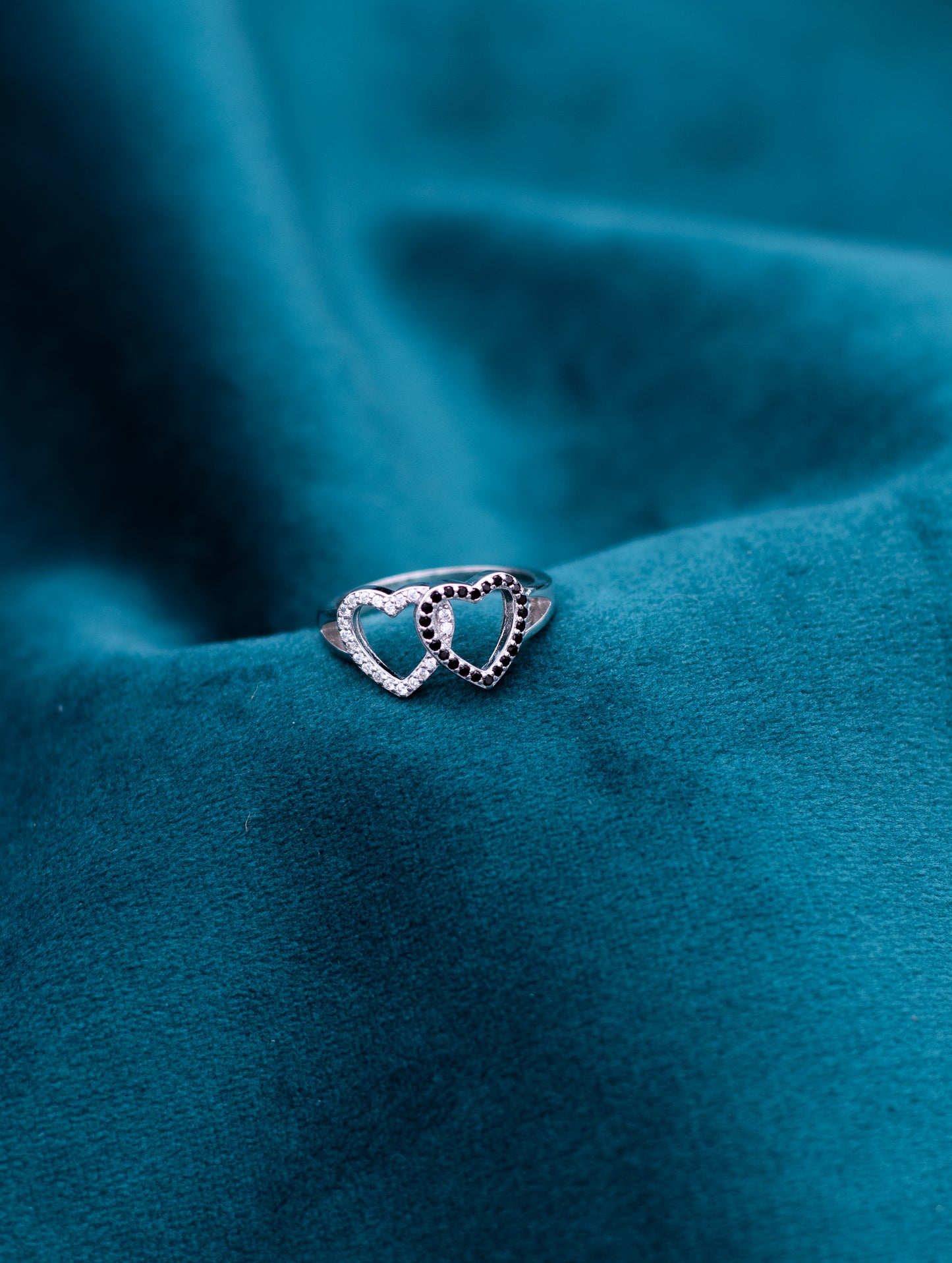 925 Silver Double Heart Ring