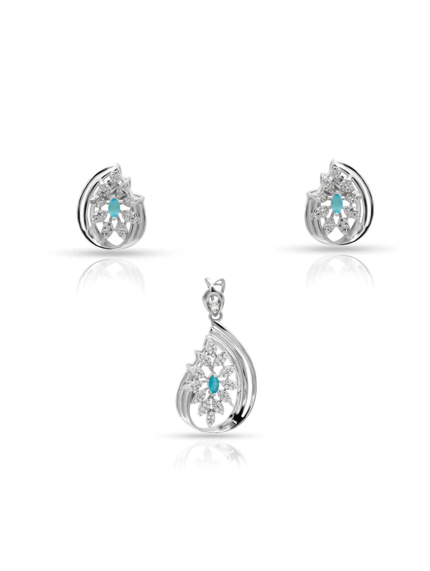 925 Silver Whitestone Pendant Set