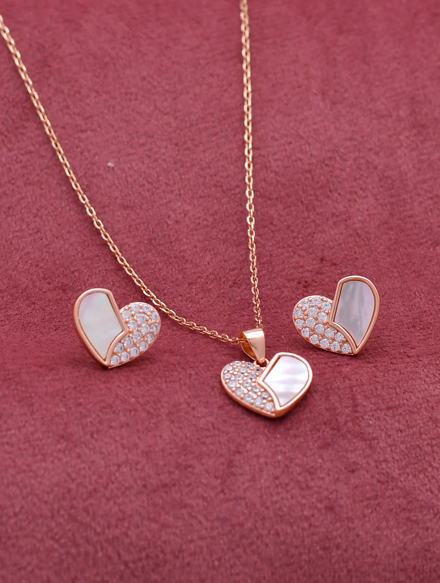 925 Silver Heart Pendant Set