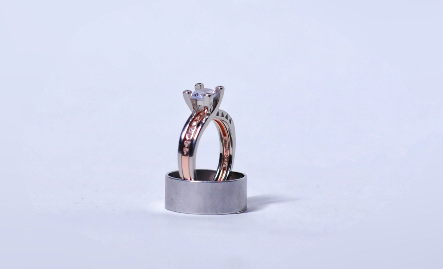 Solitaire Silver Ring With Detachable Band