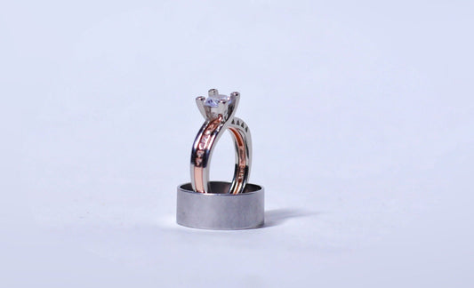 Solitaire Silver Ring With Detachable Band