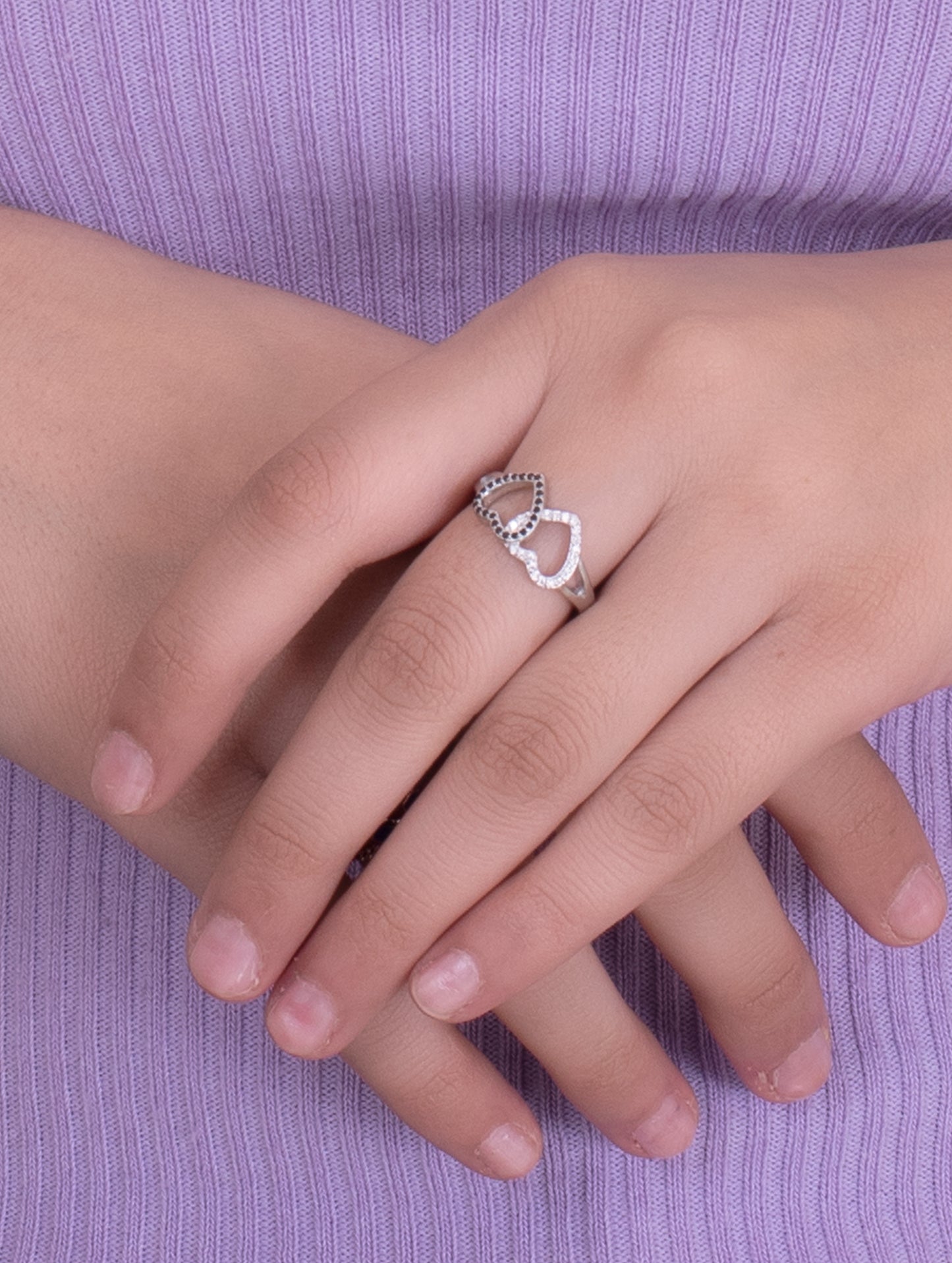 925 Silver Double Heart Ring