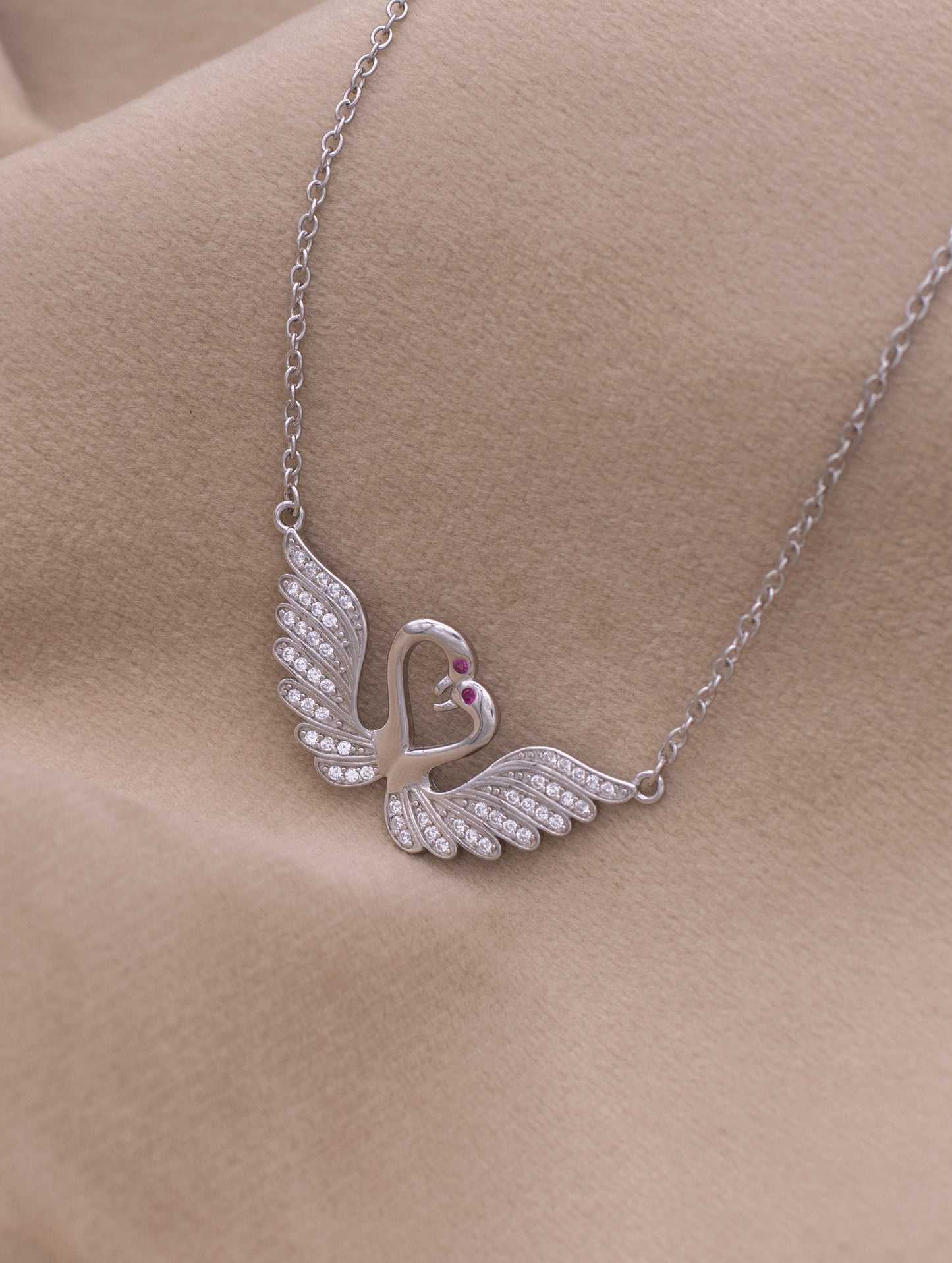 925 Silver two Swan Pendant