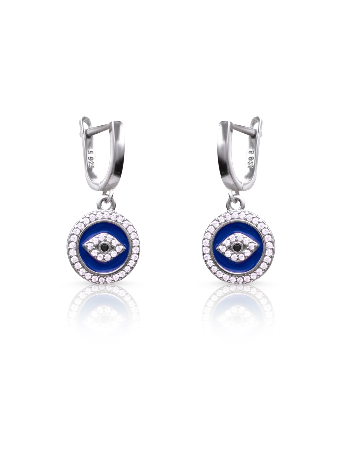 925 Sterling Silver Evil Eye Dangle Earrings